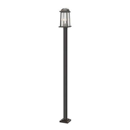 Z-Lite Millworks 2 Light Outdoor Post Mounted Fixture, Oil Rubbed Bronze & Clear Beveled 574PHMS-536P-ORB